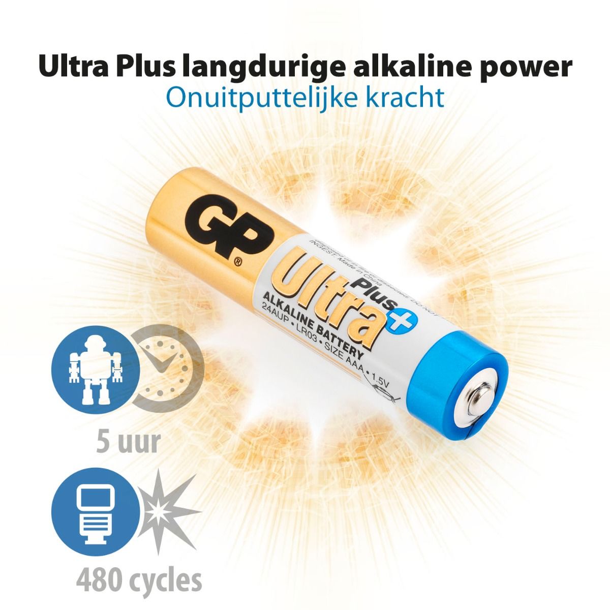 Ultra Plus Alkaline AAA - 4 batterijen langdurige alkaline power